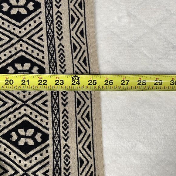 Lucky Brand Cardigan Draped Black Tan Geometric Tribal Aztec Women's Sz L - Picture 6 of 7